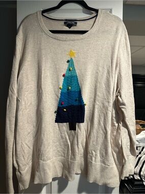 Lands' End Neutral Crewneck Sweater with Star Detail